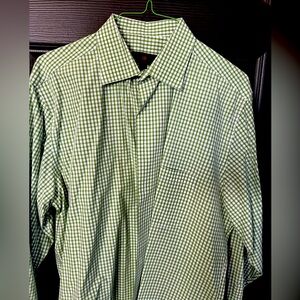 Egara men’s dress shirt in green plaid 2XLT